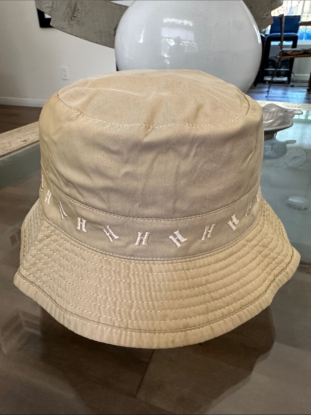 Hermes Beige Bucket Hat with Tonal Embroidery